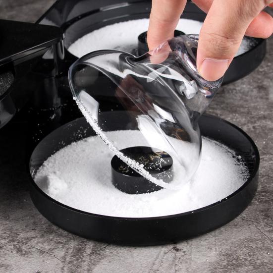 Glass Rimmer Food Grade Smooth Edge Multi-layer Dustproof Rotatable Multipurpose Plastic 3-Tier Bar Glass Cocktail Sugar Salt Rimmer Kitchen Supplies