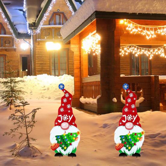 Рождественские декоративные гномы Колья Симпатичные садовые металлические гномы во дворе Художественная вывеска Вставка на лужайке Праздник Новый год Домашние уличные колья Рождественские украшения