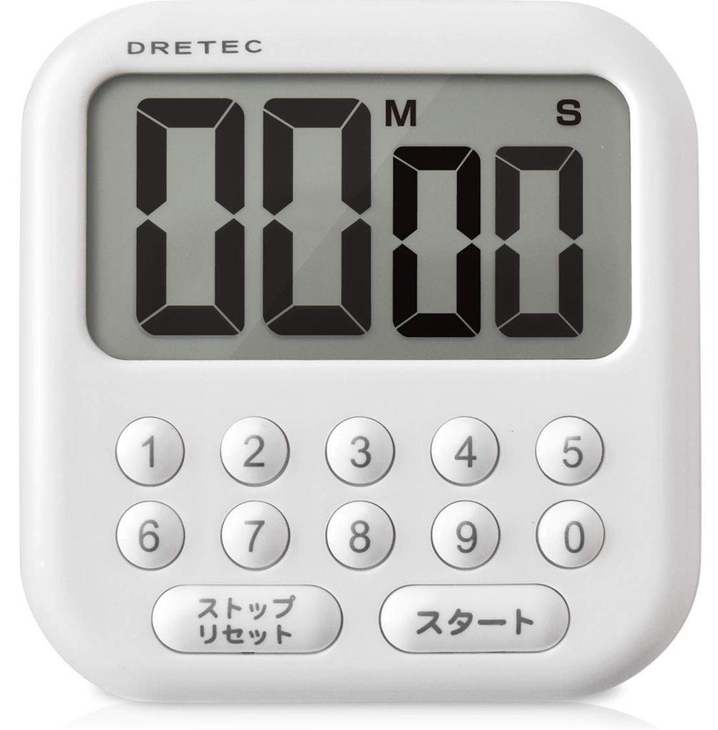 dretec Таймер с большим экраном, максимальное время установки 99 минут 99 секунд, функция отсчета времени, функция повтора, Пузырь 10, Белый, T-544WT