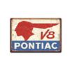 МЕТАЛЛИЧЕСКАЯ ТАБЛИЧКА Pontiac V8 Металлический декор Настенное искусство Автомастерская Гараж Пещера Винтажный вид.