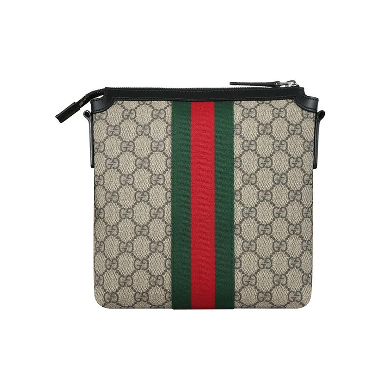 Gucci Simple classic striped webbing leather logo canvas patchwork canvas bag messenger bag shoulder crossbody bag regular men's style