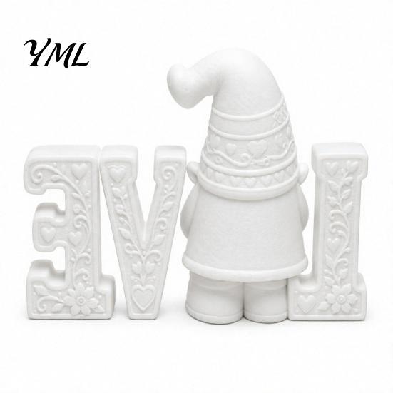 Modern Romantic Style Shelf Decor 3D Printed Gnome Figurine with LOVE Letters, Minimalist White Garden Statue for Dwarf Love Ornaments Valentine's Day