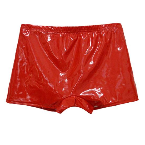 Mid-rise Elastic Waistband Men Panties U Convex Thin Stretchy Sexy Solid Color Faux Leather Shorts Briefs Daily Wear