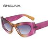 SHAUNA модные желеобразные женские солнцезащитные очки «кошачий глаз» с градиентом, оттенки UV400, ретро трендовые розовые, зеленые мужские солнцезащитные очки