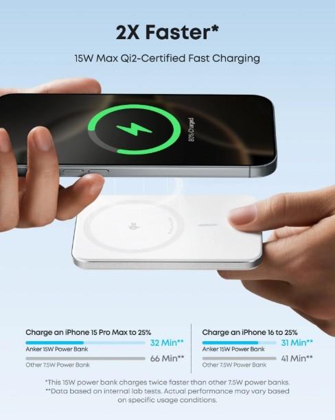 Anker Nano Maggo Slim 5000Mah Powerbank Qi2 Wireless Charging 1 Pc