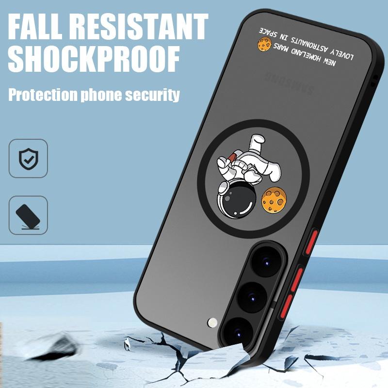 Магнитный чехол для беспроводной зарядки с рисунком астронавта, роскошный противоударный чехол для Samsung A15 A35 A55 A14 S25 S24 Plus S23 S22 Ultra S21 S20 FE