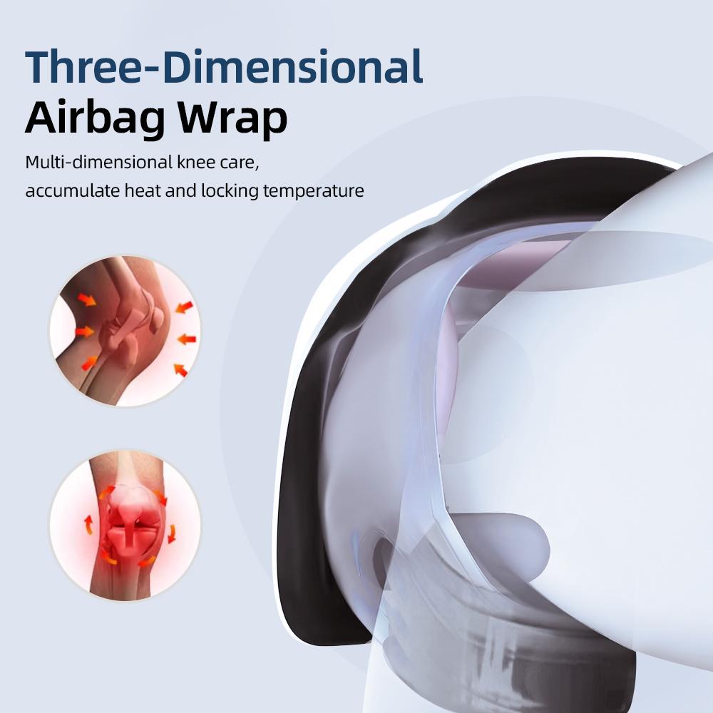 Electric Knee Massage Pad 3 Levels Wireless  3D Airbag Hot Compress Vibration Massager with Red Light Knee Massage Health Care