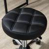 Swivel Stool, Salon Stool, Height Adjustable, Faux Leather, Quilted Design, Black/Silver