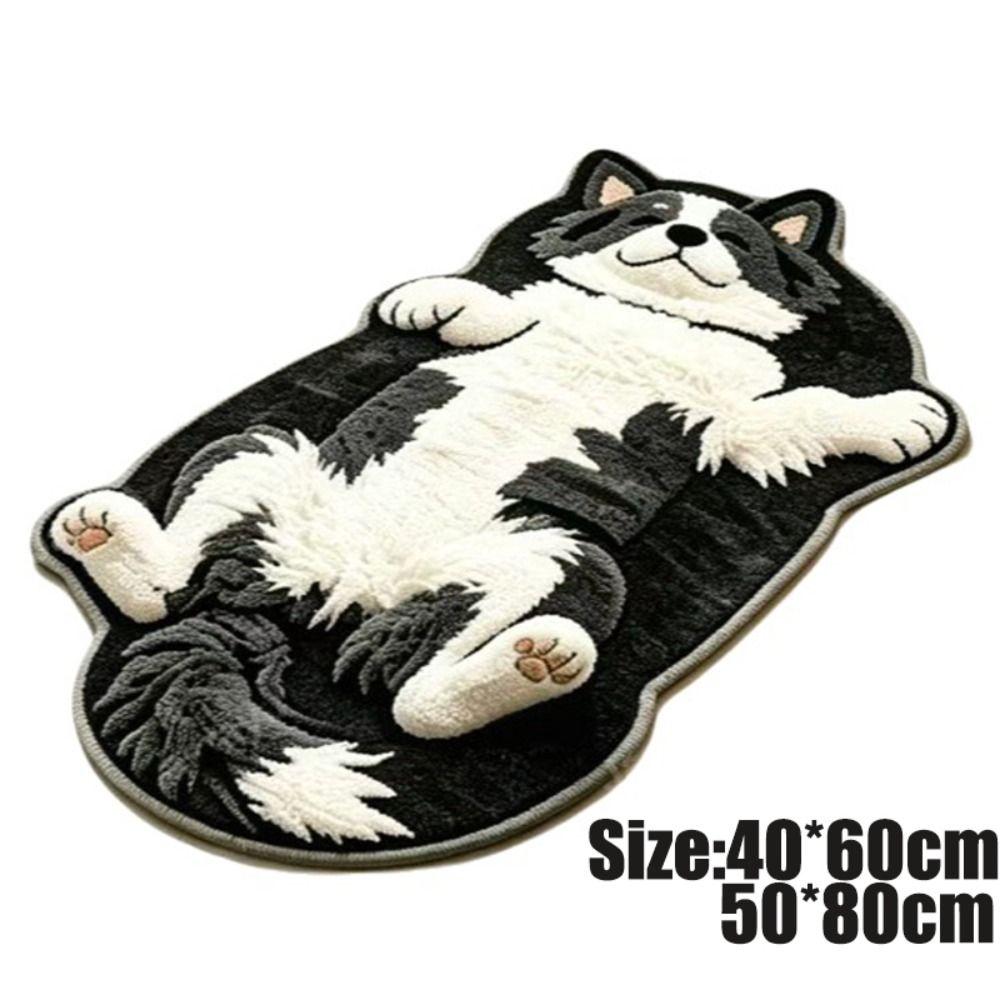 2D Dog-Shaped Area Rug Non-Slip Cartoon Carpet Cute Home Decor Carpet Bedrooms