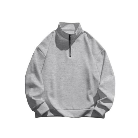 Мужской свитшот на молнии до середины груди, с воротником-стойкой, на флисовой подкладке, пуловер однотонный, свободный, повседневный, теплый, для зимних видов спорта, уличной одежды, вечеринок