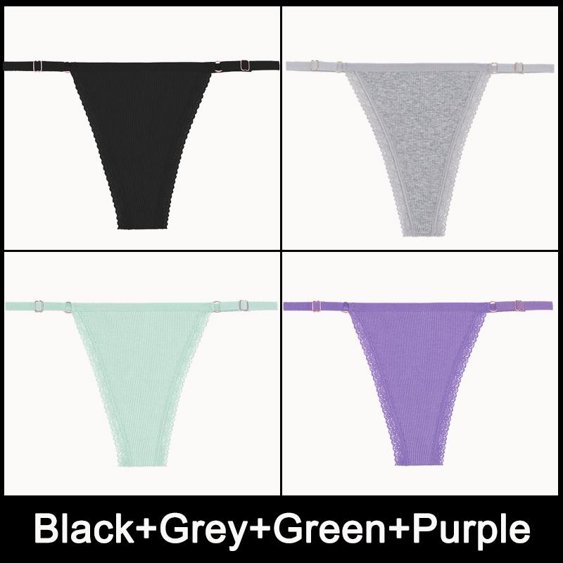 4PCS/Set Adjustable Waist Sexy G-string Panties Cotton Women's Underwear Girl Female Pantys Bikini Lady Thongs Lingerie