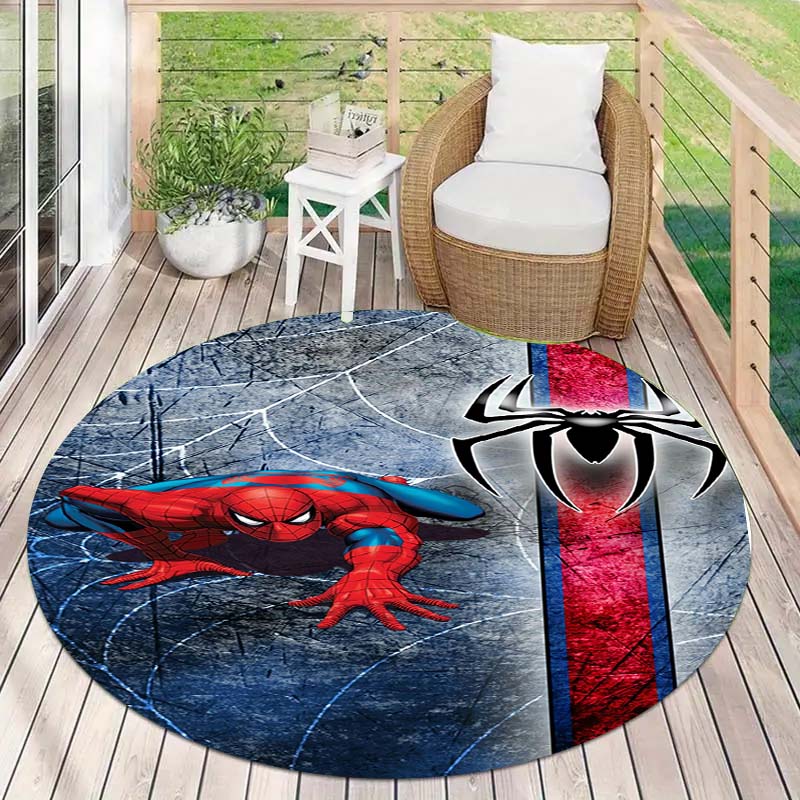 Cool Spider-Man cartoon print round carpet, bedroom, living room and office rotating chair carpet, home decoration