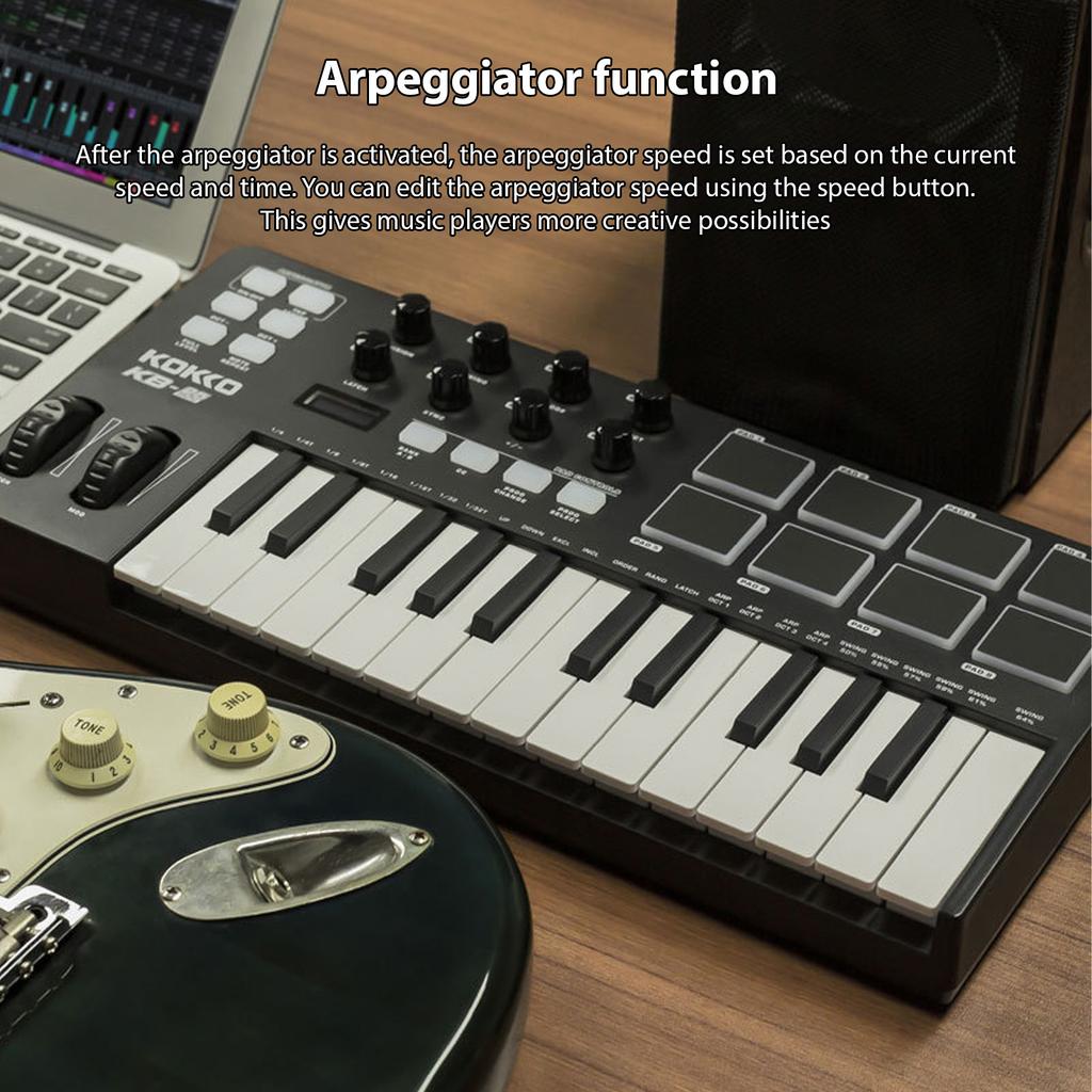 MIDI Keyboard Controller Beat Maker Machine 25 Keys MIDI Keyboard Portable Arranging Strike Pad
