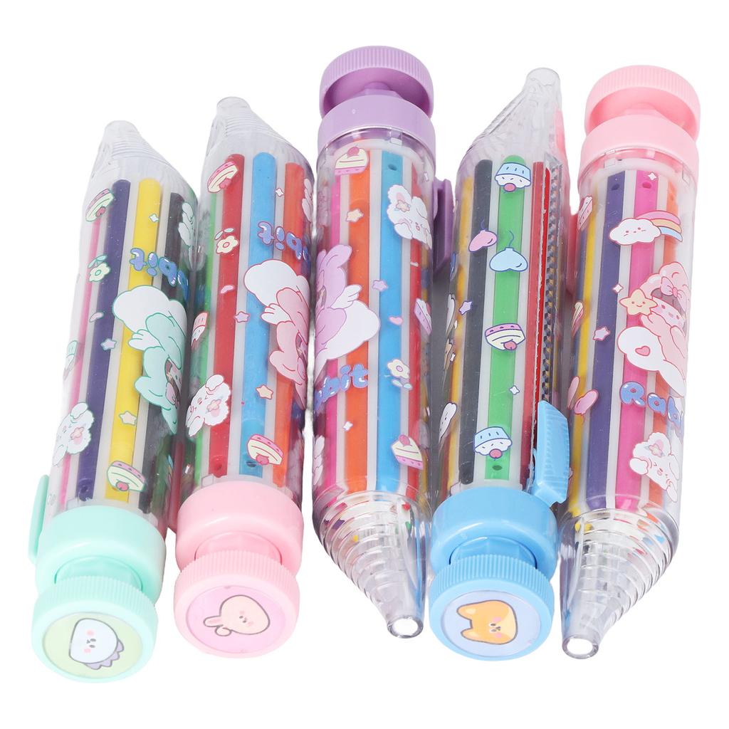 5 Pcs 8 Color Press Crayons Safe Bright Colors Simple Operation Refill Replaceable Colored Crayons for Children