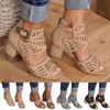 Hollow Fish Mouth Zipper Chunky Heel Women's Casual Sandals