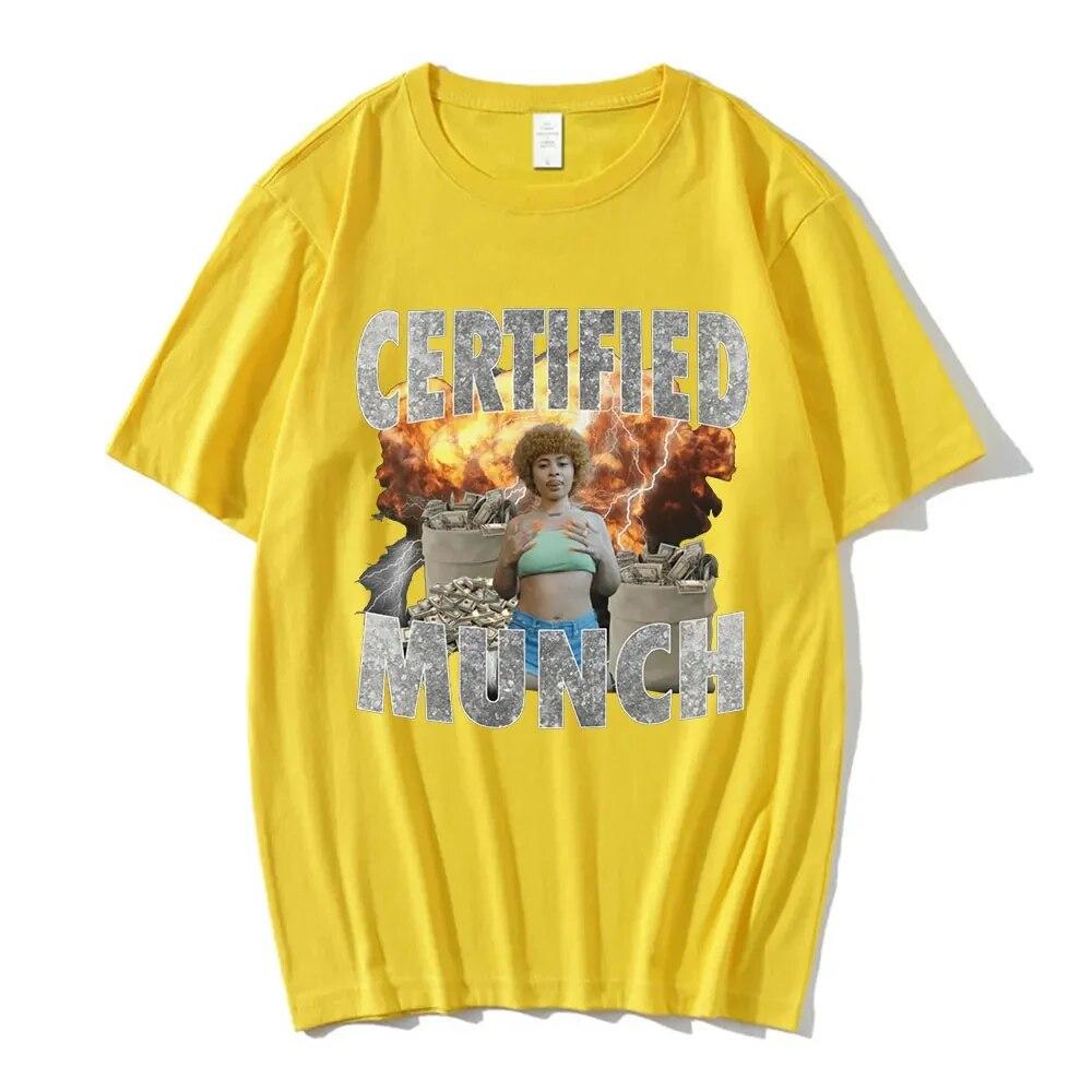 Сертифицированные Ice Spice Munch Meme, футболки с графическим принтом, летняя хлопковая футболка, женская футболка унисекс, футболка в стиле хип-хоп, топ унисекс с коротким рукавом
