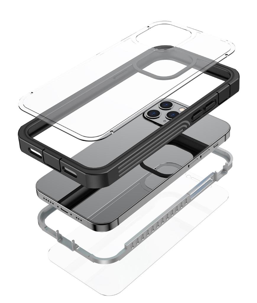 Прозрачный чехол для iPhone 13 Pro Max с закаленным стеклом: Защита от падений, устойчивость к царапинам, полное покрытие