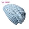 Winter Double Layer Knit Hats for Women Twist Pattern Blue Slouchy Beanie Spring Cold Winter Ski Hats