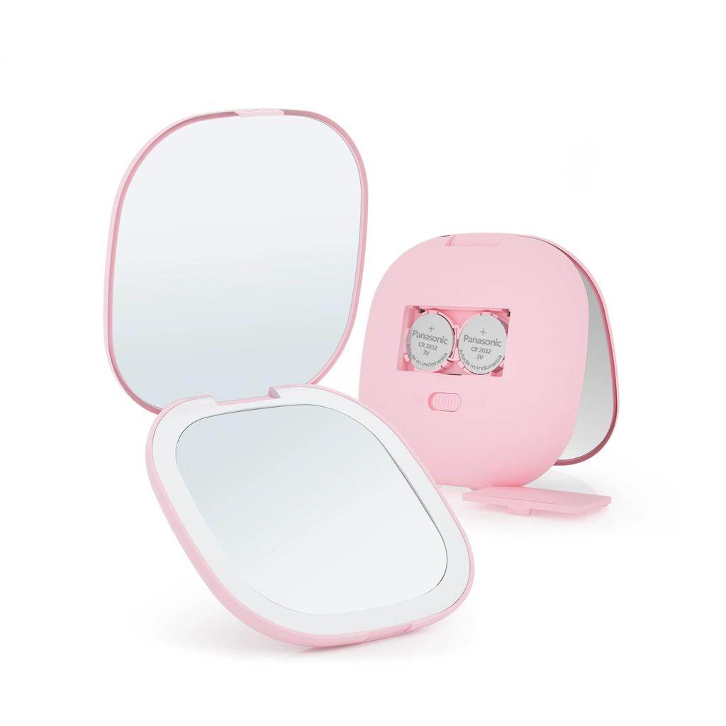 LED Makeup Mirror Portable Folding Handheld Vanity Mirror with Lights Compact Travel Mirror