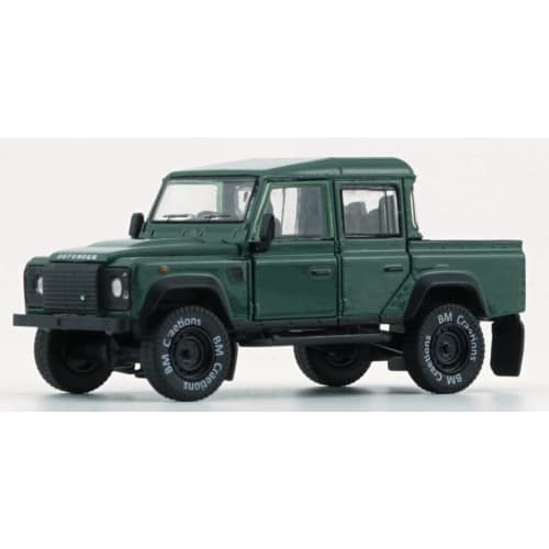 BM CREATIONS 1/64 Scale Land Rover Defender 110 Pickup 2016 Green RHD Finished Product