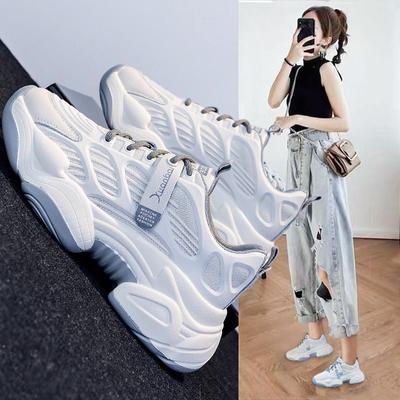 Обувь для папы, женские белые туфли, осенние, новые, универсальные, на платформе, из натуральной кожи, повседневные, спортивные, суперпопулярные, INS Fashion