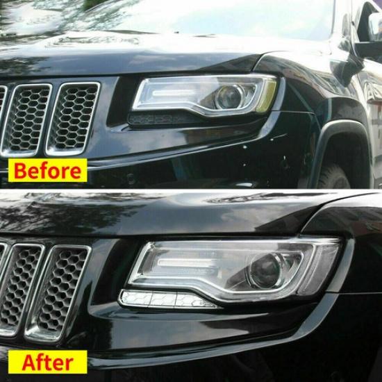 6pcs Headlight Cleaning Trim Cover Decor for Jeep Grand Cherokee 2014-16 Chrome
