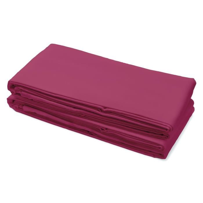 Drap Plat - LOVELY HOME - 100% coton -180 x 290 cm - Fuchsia