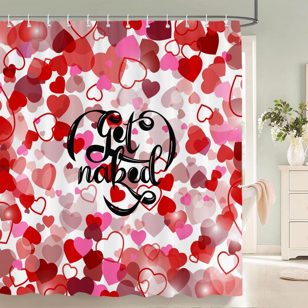 Sexy Red Lip Bath Curtain Waterproof Shower Curtains Polyester Pink Romance Love Bath Screen Printed Curtain For Bathroom Decor