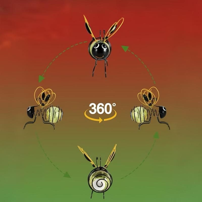 Солнечная Железная Статуэтка Пчелы со Светодиодными Сказочными Огнями Уличные Водонепроницаемые Подвесные Украшения на Дерево Для Забора Двора Патио Садовый Арт Декор