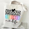 Life Graphics Женская холщовая сумка через плечо с леопардовым принтом и буквами Сумка для покупок Учитель Лучший подарок Женские многоразовые сумки