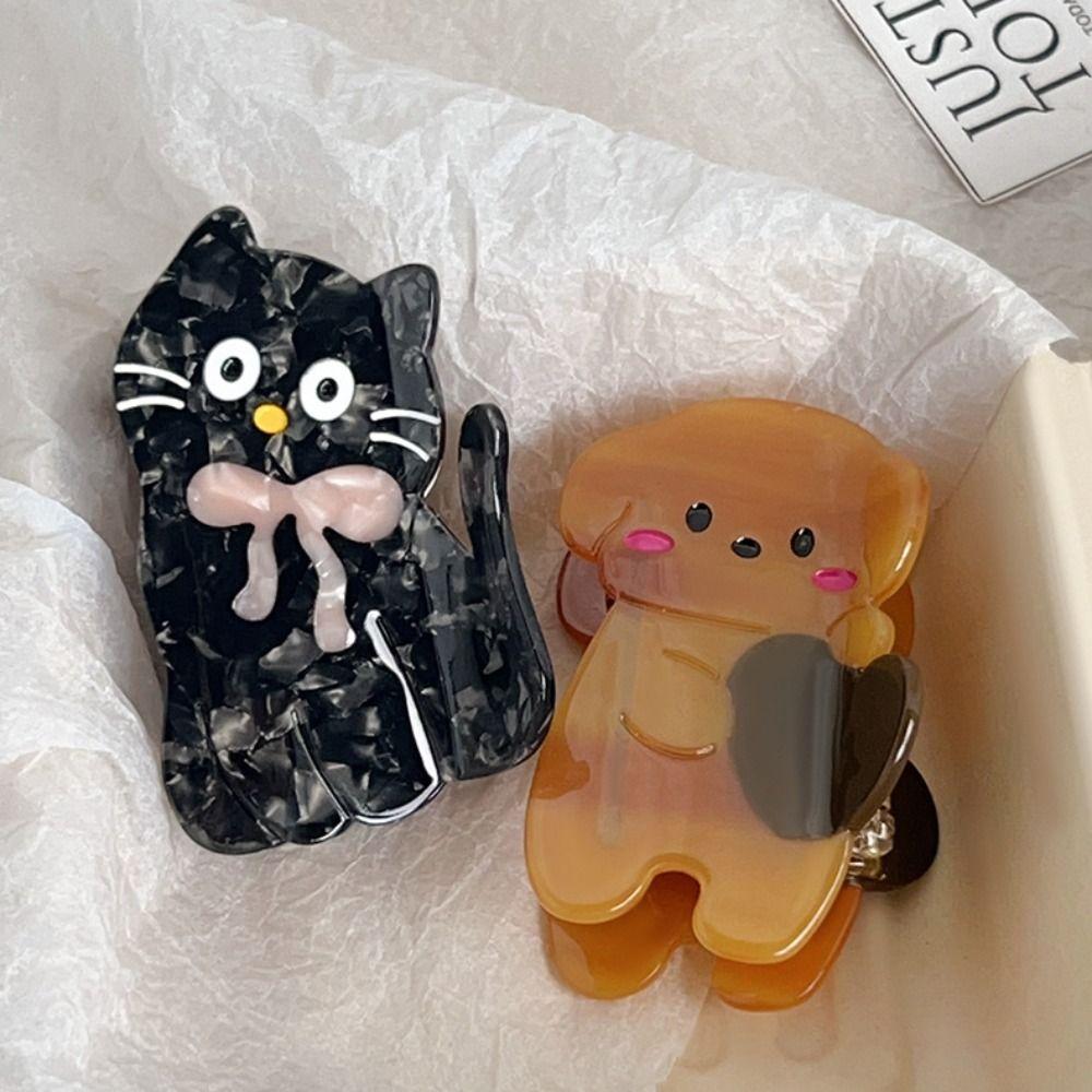 Уксусная кислота Мультяшная заколка для волос Щенок Заколка Акула Милая ацетатная кошачья заколка для волос Женская
