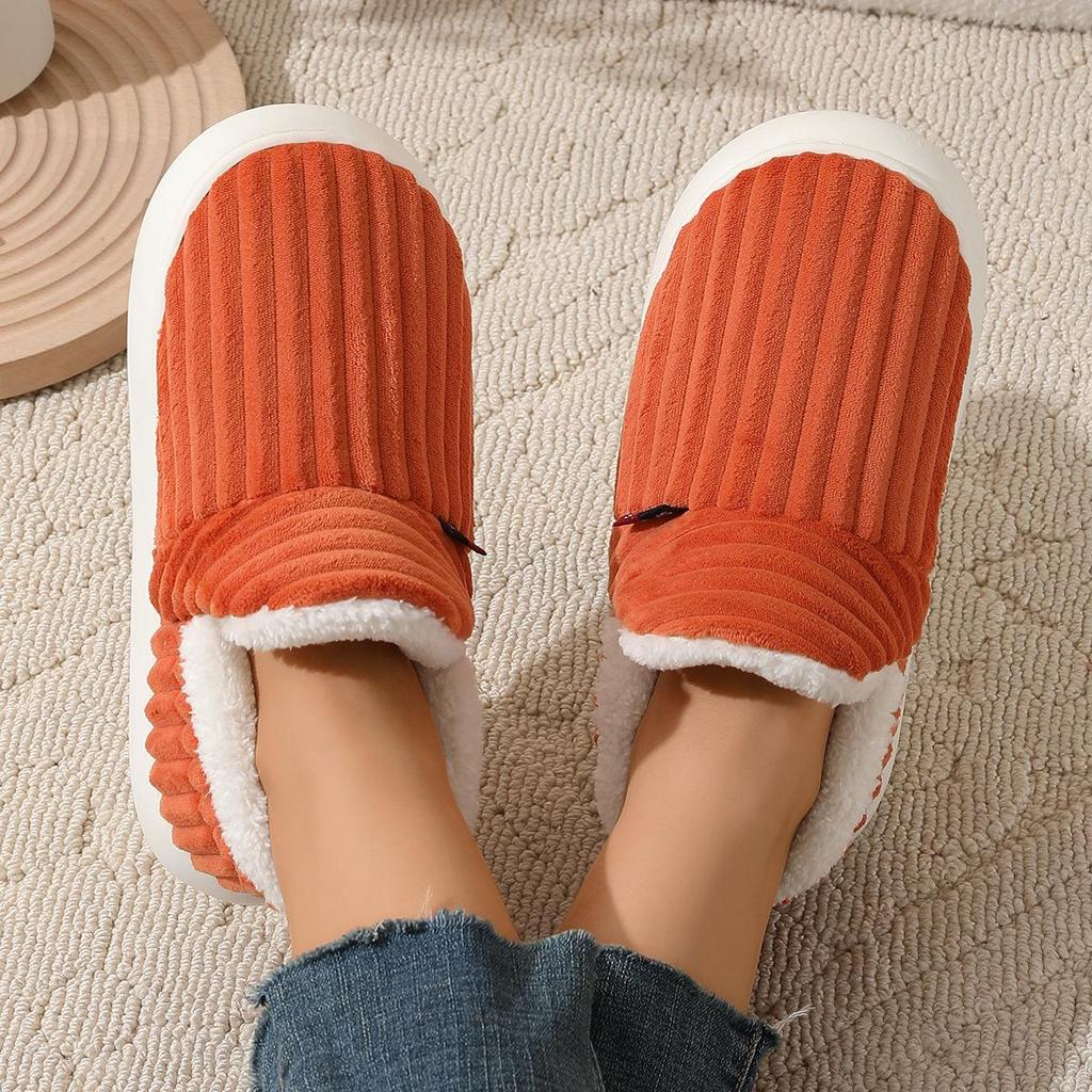 2025 New Men's & Women's Winter Cotton Slippers with Flat Thick Soles, Fur Lining, Versatile for Outdoor Wear
