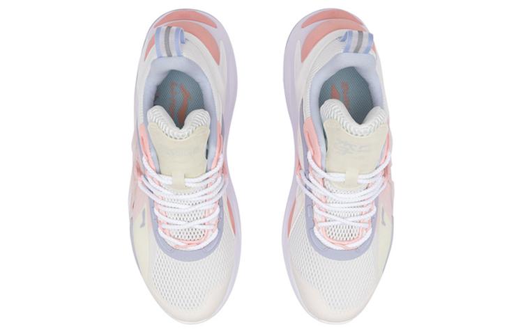 Li Ning Огнестойкие Амортизирующие Нескользящие Износостойкие Низкие Спортивные Повседневные Туфли Женские Белые Розовые AGLQ058-2