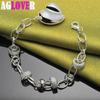 925 Sterling Silver Heart Love Chain Bracelet Jewelry