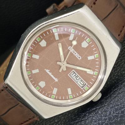 АВТОМАТИЧЕСКИЕ ВИНТАЖНЫЕ МУЖСКИЕ ЧАСЫ SEIKO 6309A ЯПОНИЯ КРАСНЫЙ ЦВЕТ ЦИФЕРБЛАТ a500840-5