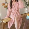 Фланелевый халат унисекс осень/зима толстый кардиган пижама