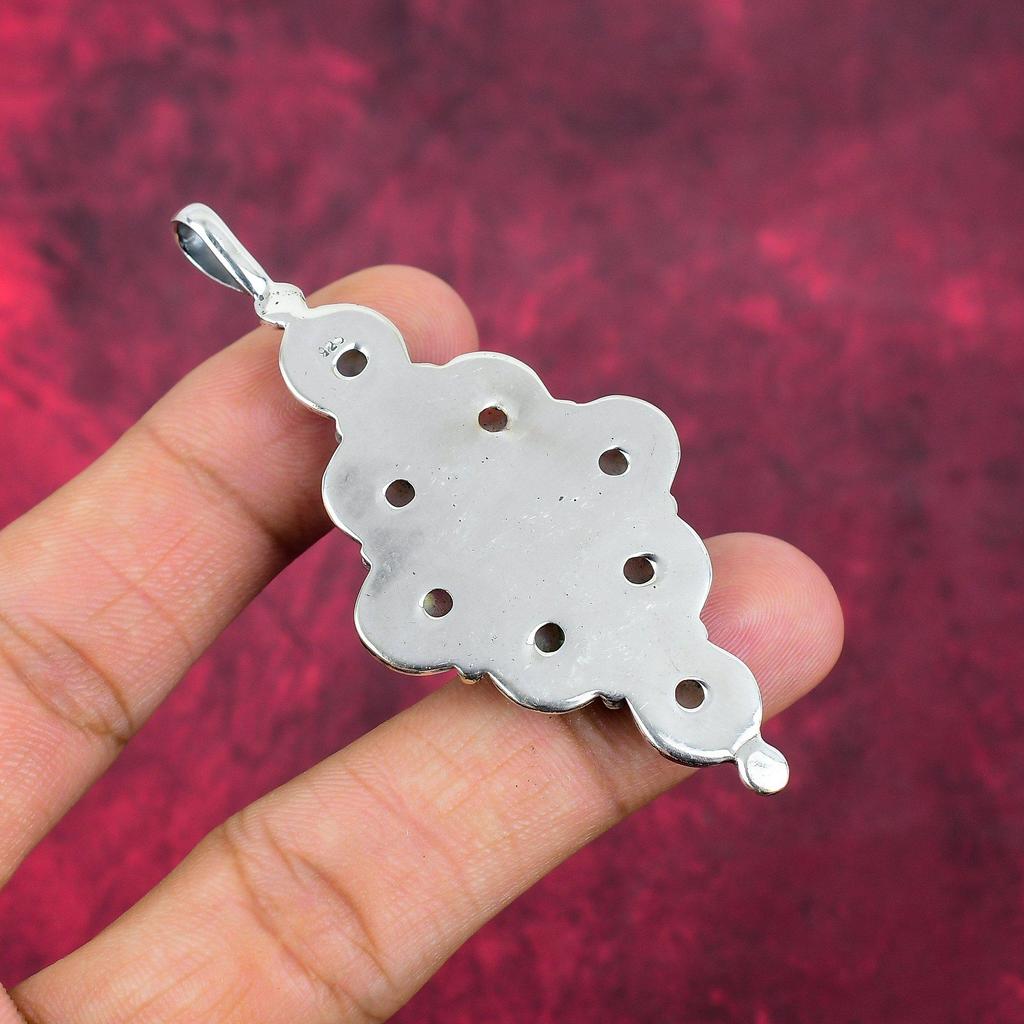 Ювелирные изделия из радужного лунного камня, подвеска из стерлингового серебра 925 пробы, красивая ювелирная подвеска ручной работы