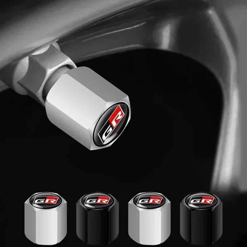 QECB8 Alloy Anti-Theft Tire Valve Caps Car Wheel Stem Rim Caps Covers For Toyota GR Sport Yaris Corolla Hilux Supra C-HR Accessories