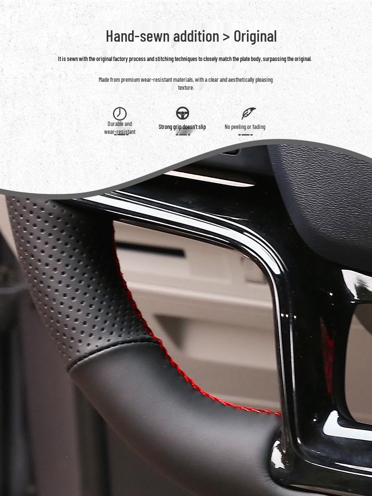 Hand-Stitched Steering Wheel Cover for BYD Song Plus/Pro & Qin Plus New Energy Models