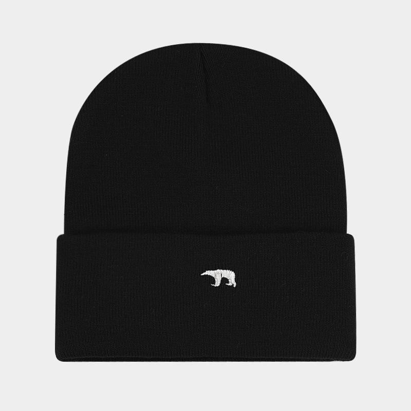 Autumn and winter high-quality bear embroidery thickened warm knitted hat fashionable personalized street versatile stacking hat