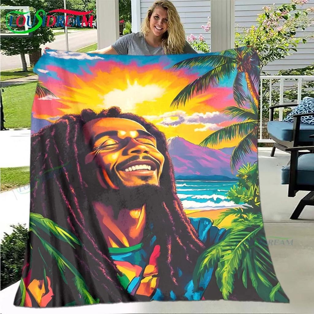 Поп-певец R-Reggae Боб Марли Плед на четыре сезона Покрывало на диван Покрывало для путешествий Плюшевое одеяло Одеяло для перерыва в путешествии/офисе Подарок