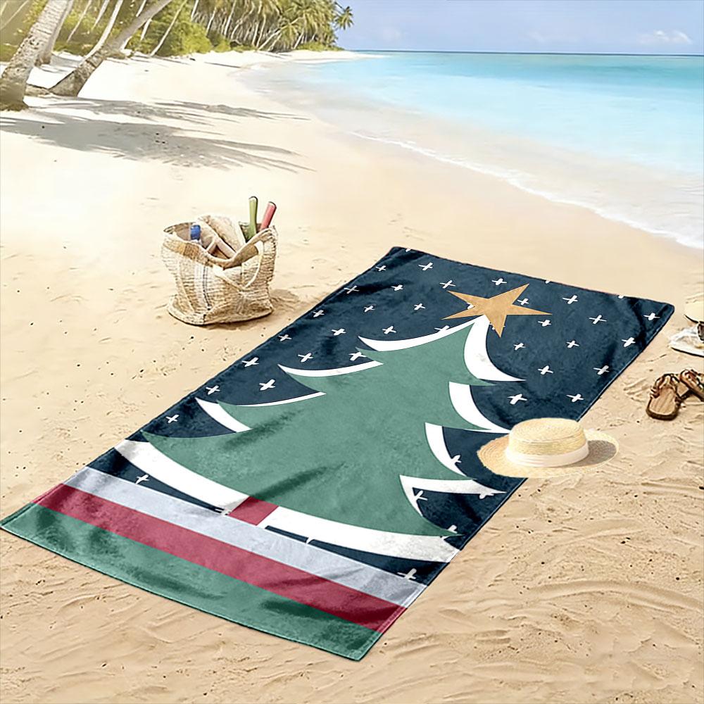 Golden starry pine charm Print beach towel, quick drying, suitable for travel, outdoor sports, jogging, the beach and swimming, gift
