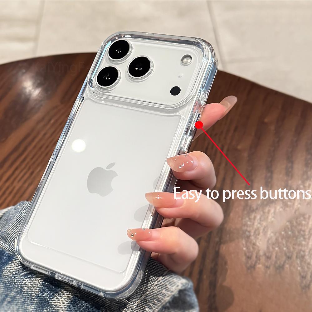 Роскошный Прозрачный Ударопрочный Чехол Для iPhone 17 16 15 14 13 12 11 Pro Max Air Plus Прозрачный Бампер Акриловые Чехлы Обложка