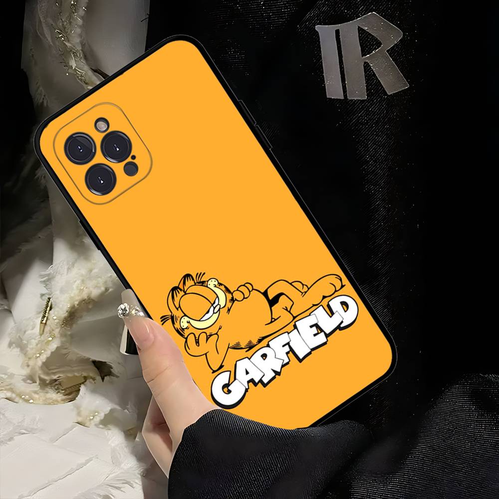 Cartoon G-Garfield Cat Phone Case For Iphone 17 16 15 14 13 12 11 Pro Max Plus Black Shell Cover Case