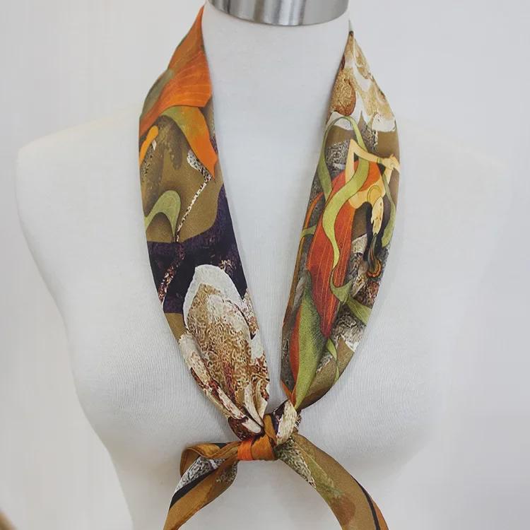 Dunhuang Feitian Xiangyun Mulberry Silk Satin Scarf - National Style, 70cm Square for Women