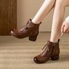 Retro Short Boots Women's Thick Heel Round Head Mother Shoes Side Zipper Versatile Non-slip Soft Sole Martin Boots Women