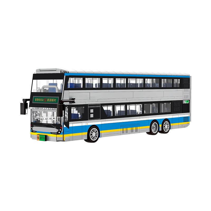 Non-Toxic 491Pcs Hot City Double Decker Electric Bus Building Blocks Small Particle Diy Bricks Gifts For Children