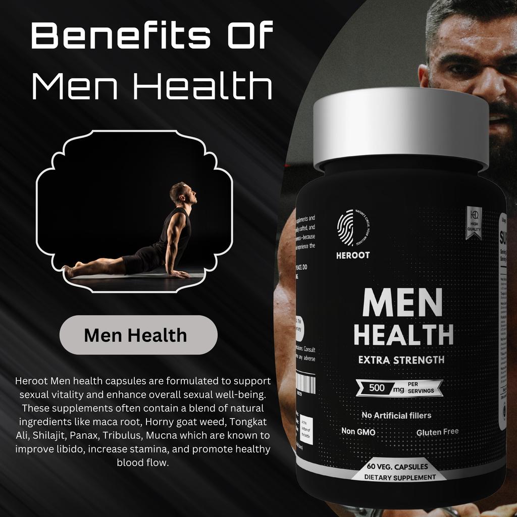 Heroot Men’s Health Capsules | Wellness Blend with Natural Botanicals | 60 Veg Capsules | Energy & Vitality Support