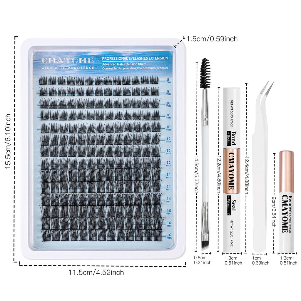 Single Cluster C Curved Multi-Hair False Eyelash Set 8-18Mmdiy Segmented Grafting Thick Eyelashes
