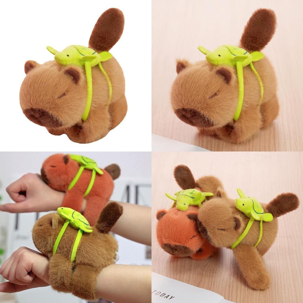Charming Capybara Plush Toy Wristlet For Kids Unique Design In Brown And Orange Shades